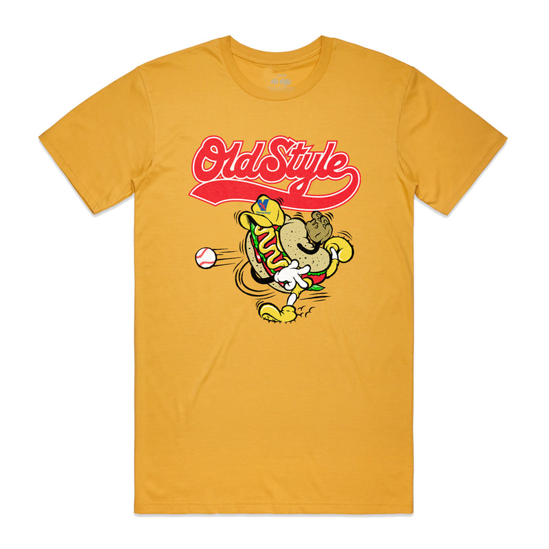 OLD STYLE X VIENNA BEEF DOG TEE - GOLD